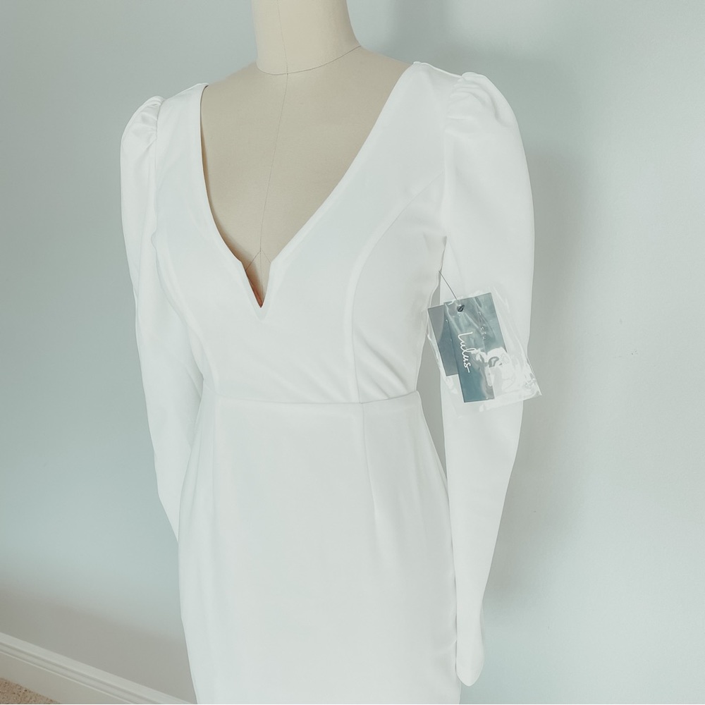 NWT New Lulus V-Neck Sweetheart Neckline Sleeved Fitted Dress XS